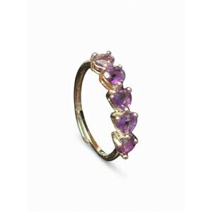 Amethyst 5 Stone Silver .925 Adjustable Band Ring Natural Stones MSRP $499